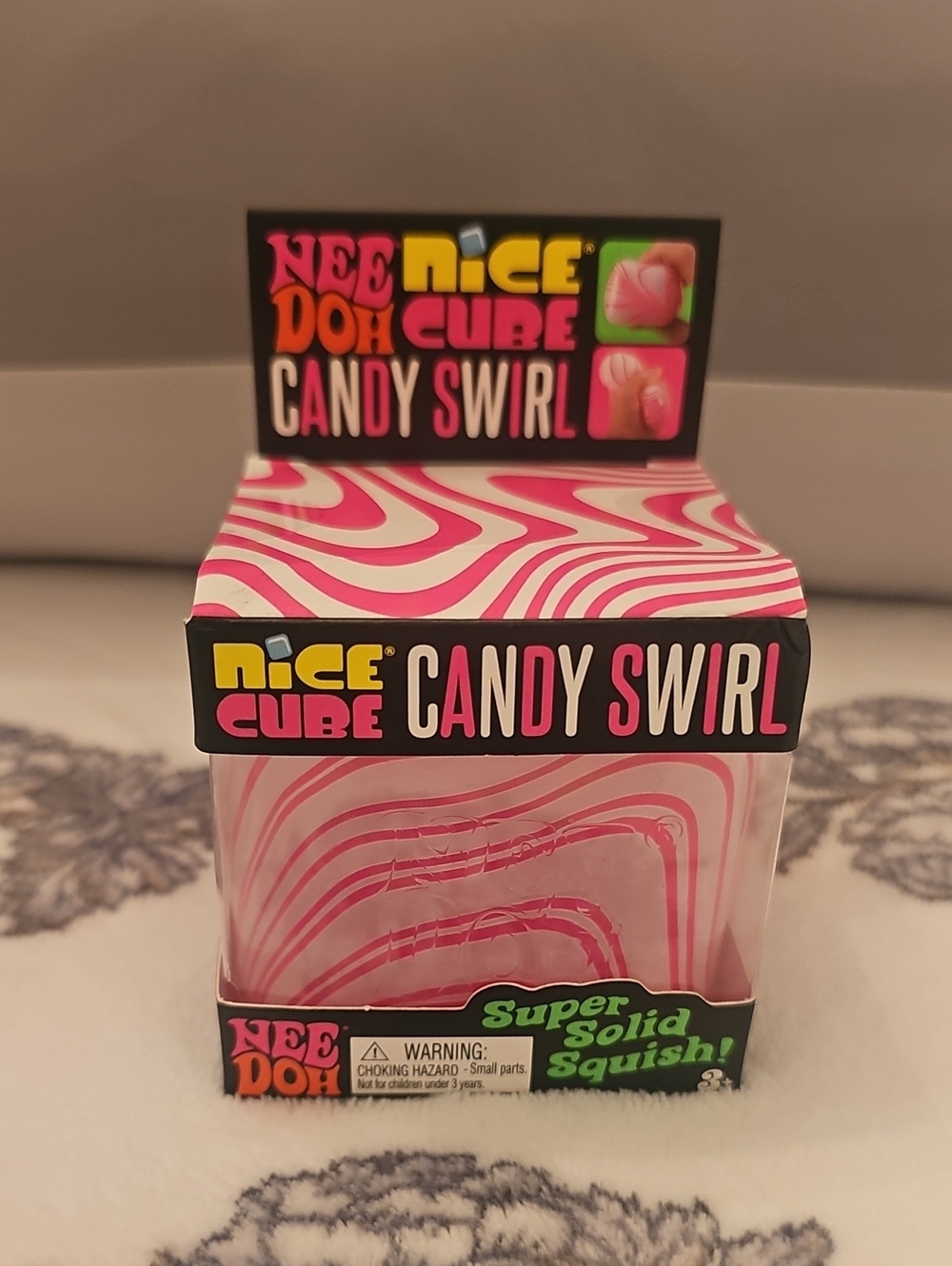 NeeDoh Nice Cube Candy Swirl Pink Super Solid Squish
